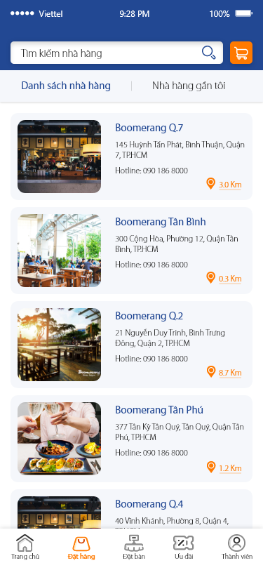 App nhà hàng lĩnh vực FnB